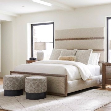 Vanguard - Dune Bed, Nightstand, Dresser, and Wissen Ottomans